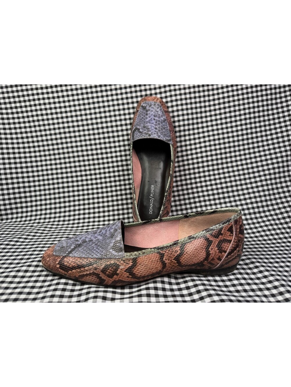 Donald J Pliner Deedee Women 9 M Snake Print Leather Loafers Colorblock Flats